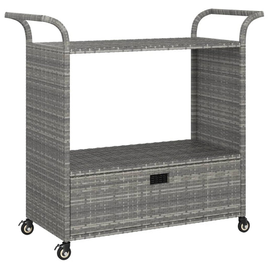 Bar Cart with Drawer Grey 100x45x97 cm Poly Rattan Bar Cart with Drawer Grey 100x45x97 cm Poly Rattan