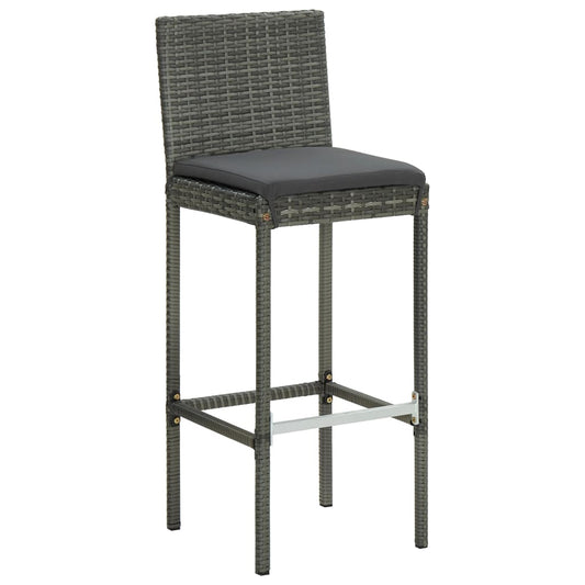 Garden Bar Stools with Cushions 4 pcs Grey Poly Rattan Garden Bar Stools with Cushions 4 pcs Grey Poly Rattan