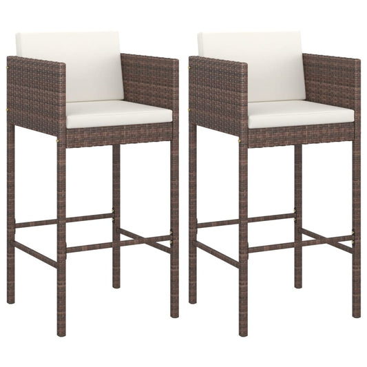 Bar Stool | Set of 2 | Brown | Poly rattan, powder-coated steel Bar Stool | Set of 2 | Brown | Poly rattan, powder-coated steel