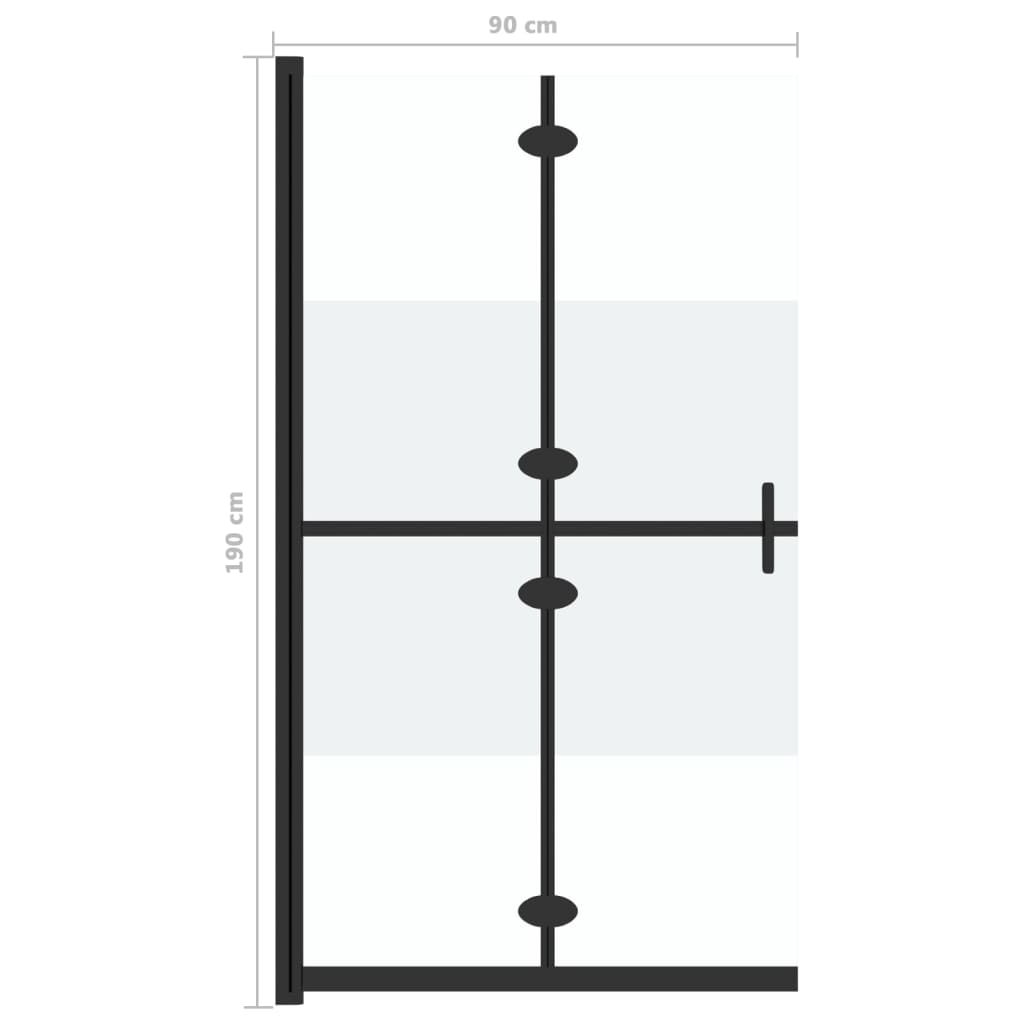 151188 vidaXL Foldable Walk-in Shower Wall Half Frosted ESG Glass 90x190 cm