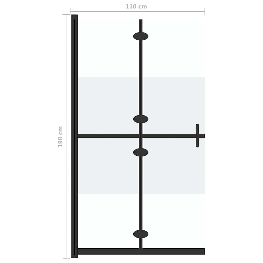 151190 vidaXL Foldable Walk-in Shower Wall Half Frosted ESG Glass 110x190 cm