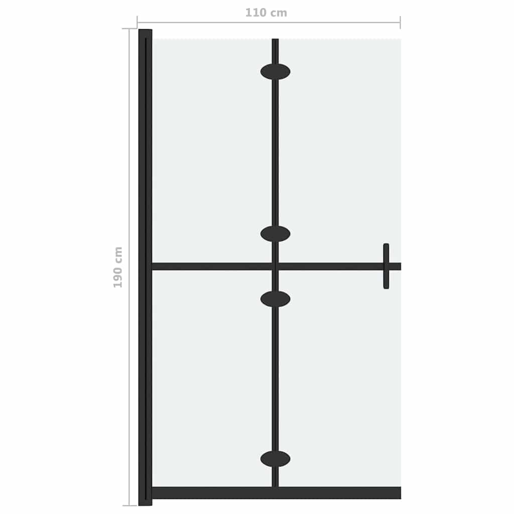 151196 vidaXL Foldable Walk-in Shower Wall Frosted ESG Glass 110x190 cm