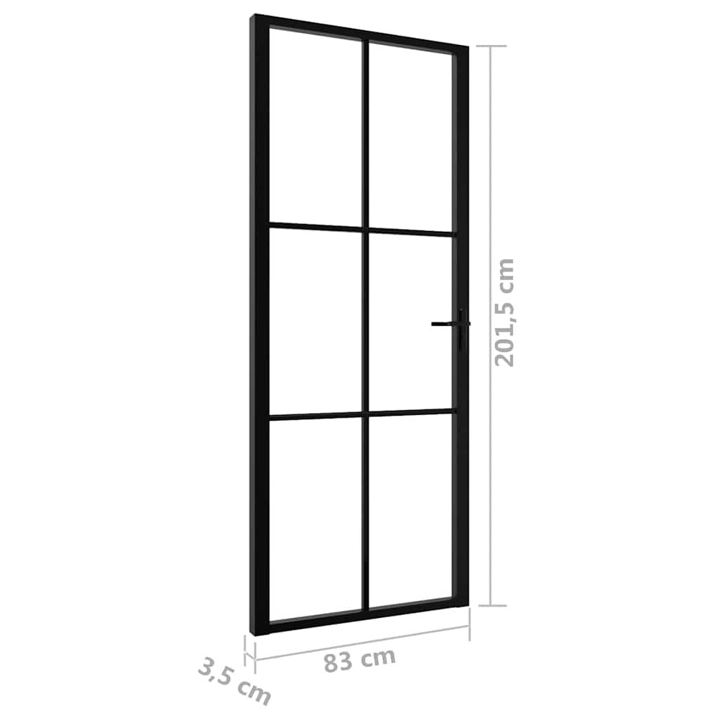 Interior Door ESG Glass and Aluminium 83x201,5 cm Black