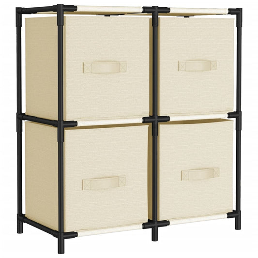 Storage Cabinet with 4 Fabric Baskets Cream 63x30x71 cm Steel Storage Cabinet with 4 Fabric Baskets Cream 63x30x71 cm Steel