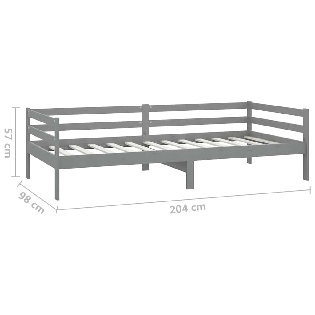 Day Bed without Mattress Grey Solid Wood Pine 90x200cm