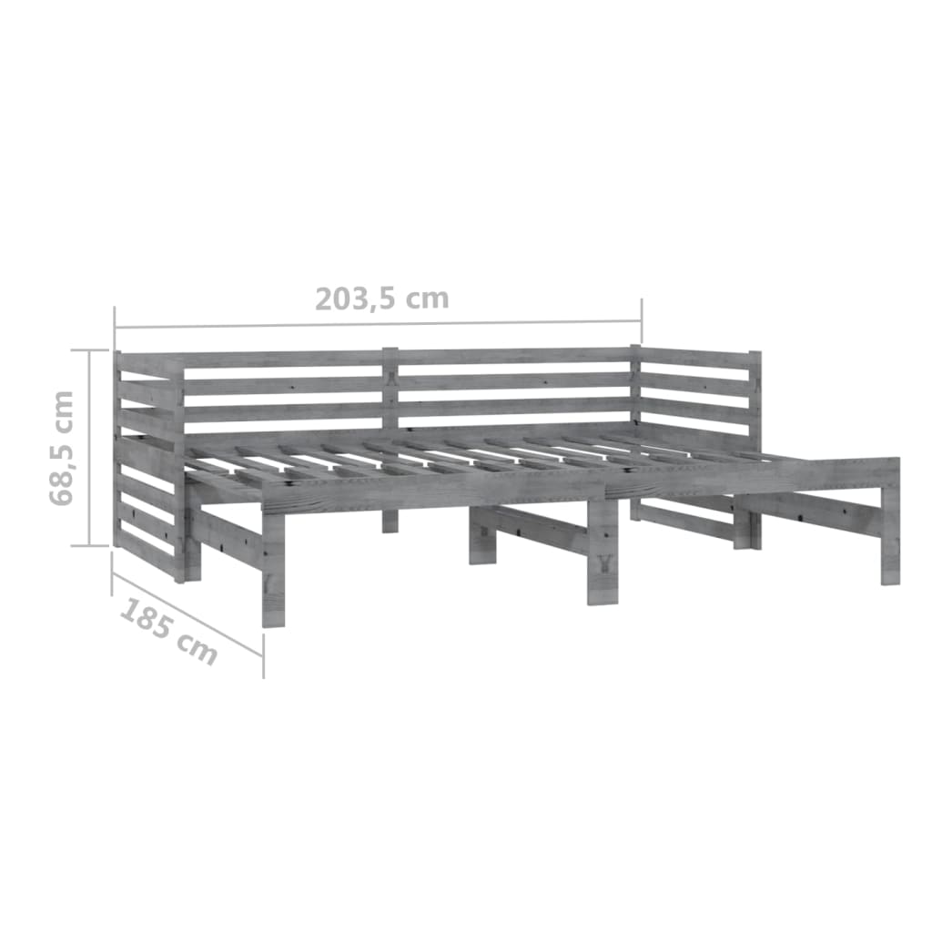 Day Bed | Grey | Solid Pinewood | 2x