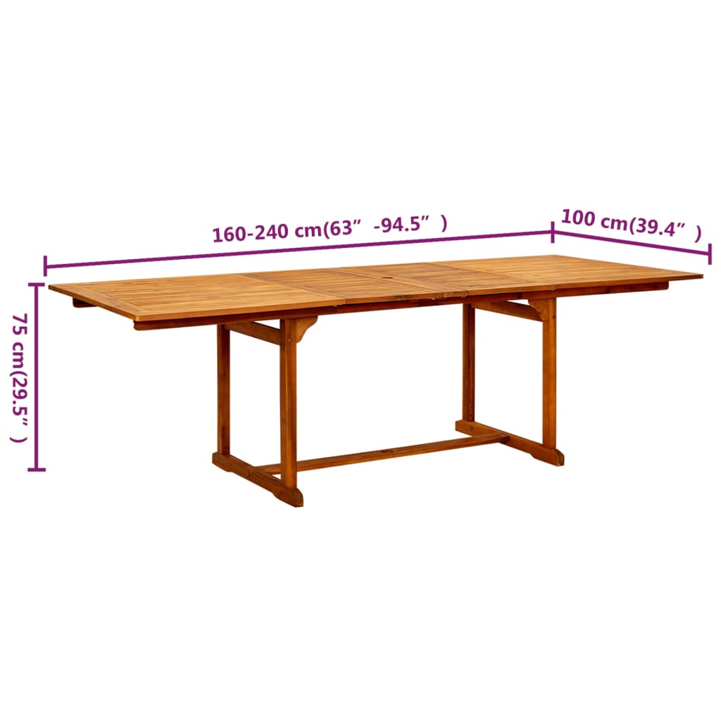 Garden Dining Table (160-240)x100x75 cm Solid Acacia Wood