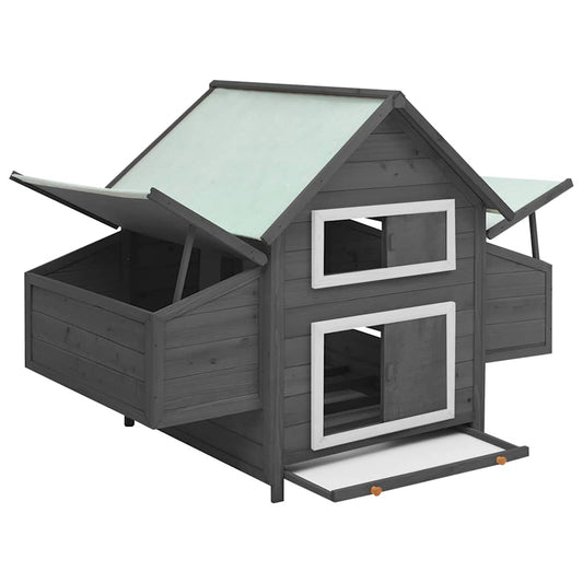 Chicken Coop Grey and White 150x96x110 cm Solid Firwood Chicken Coop Grey and White 150x96x110 cm Solid Firwood
