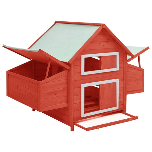 Chicken Coop Red and White 150x96x110 cm Solid Firwood Chicken Coop Red and White 150x96x110 cm Solid Firwood