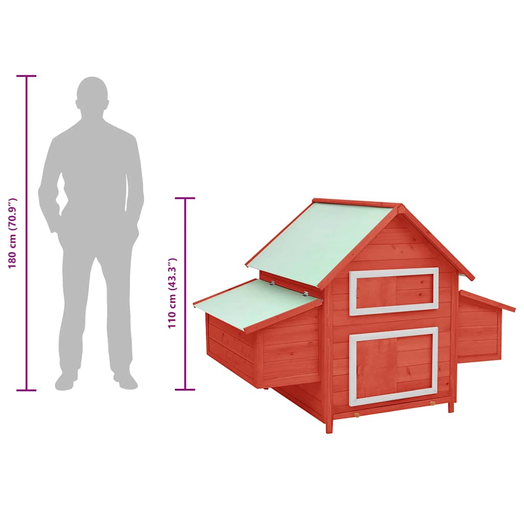 171462 vidaXL Chicken Coop Red and White 150x96x110 cm Solid Firwood