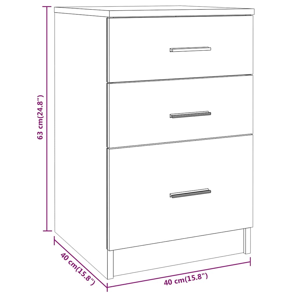 Bed Cabinet Concrete Grey 40x40x63 cm Engineered Wood