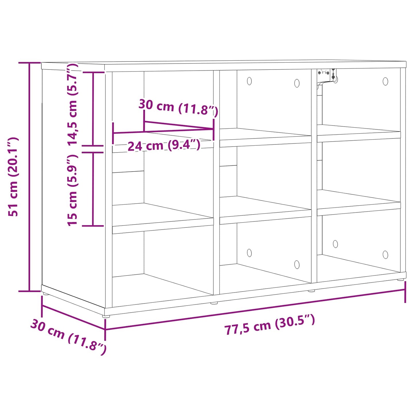 Shoe Cabinet with Shelf White 77.5 x 30 x 51 cm Engineered Wood
