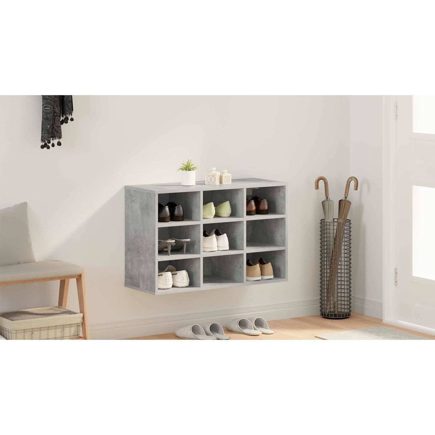 Shoe Cabinet Concrete grey 77.5 x 30 x 51 cm Engineered Wood