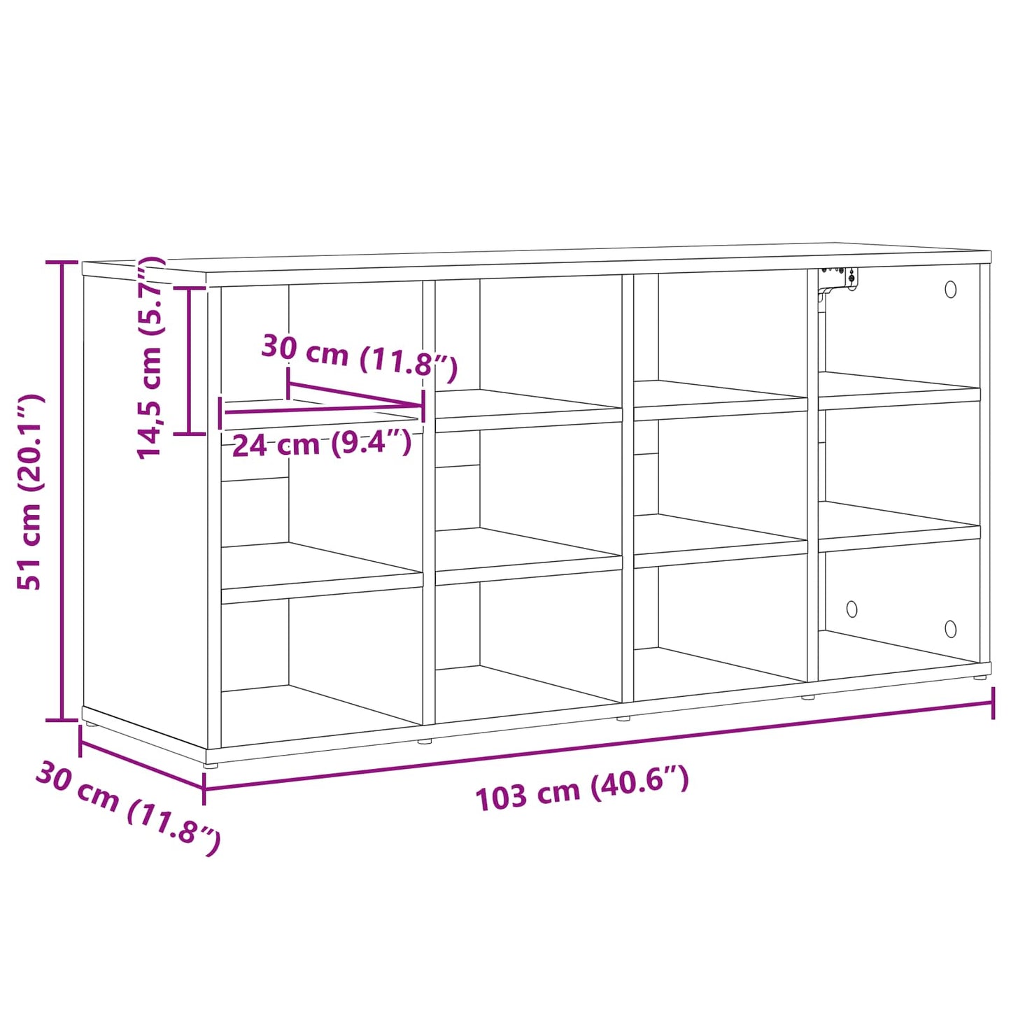 Shoe Cabinet Concrete grey 103 x 30 x 51 cm Engineered Wood