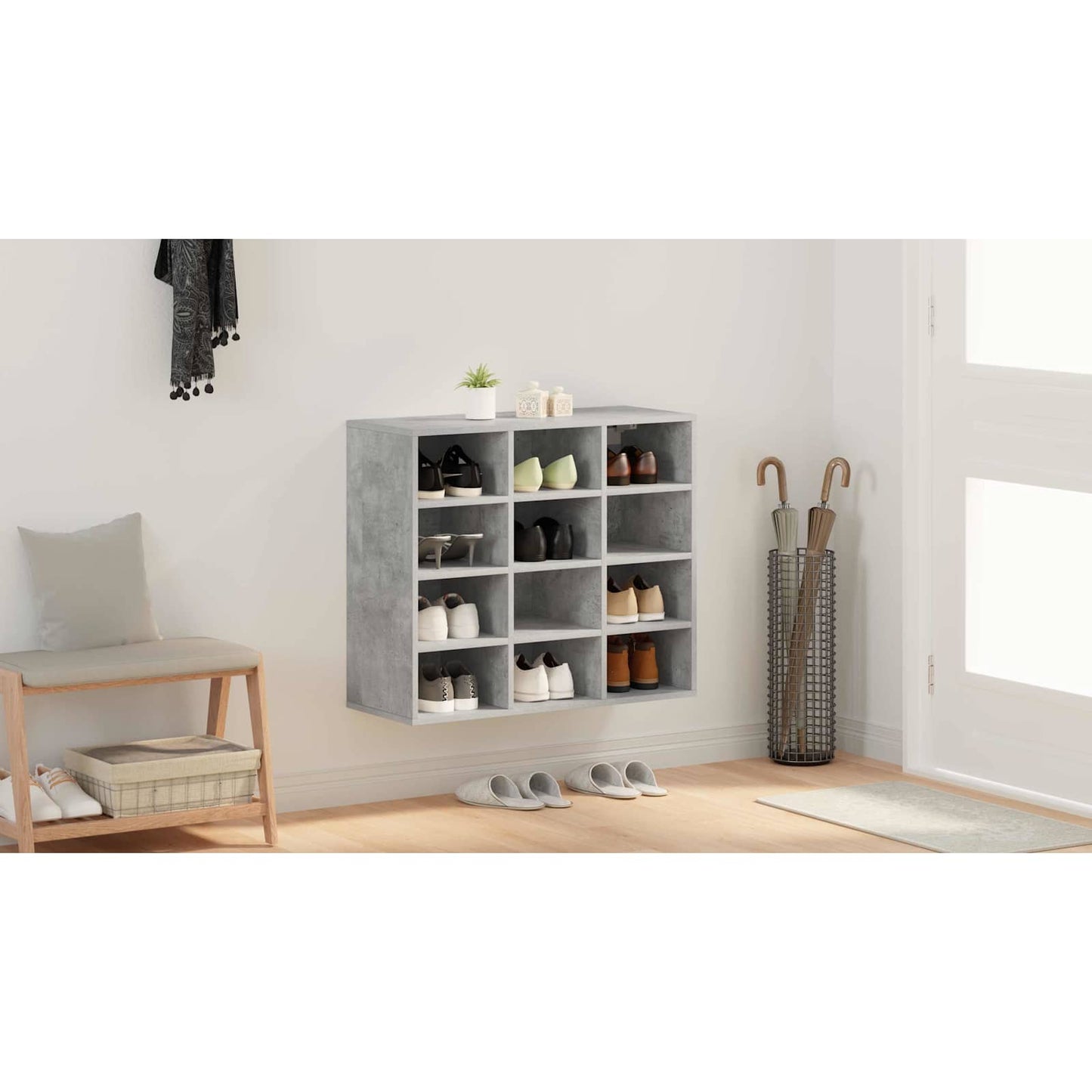 Shoe Cabinet Concrete grey 77.5 x 30 x 67 cm Engineered Wood