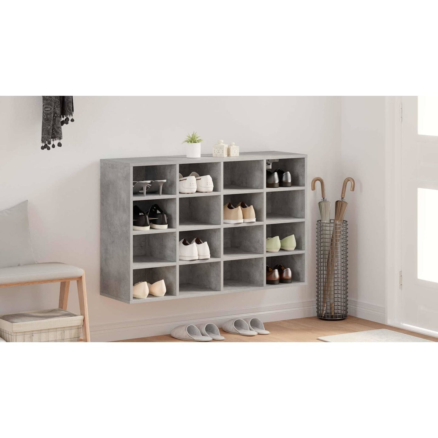 Shoe Cabinet Concrete grey 103 x 30 x 67 cm Engineered Wood