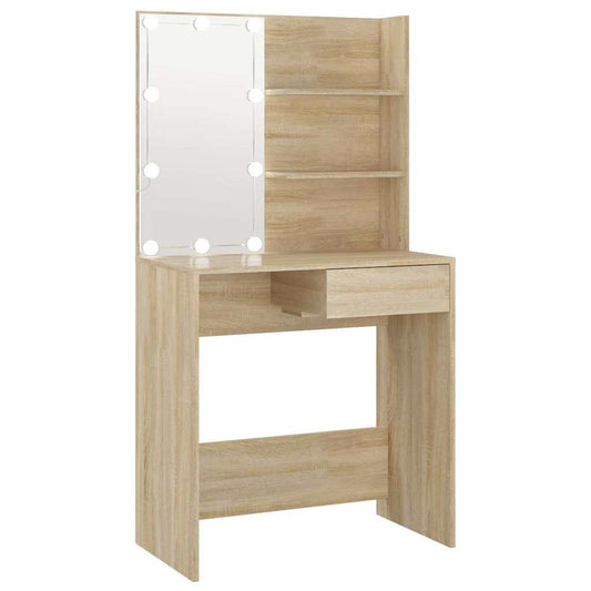Dressing Table with LED Sonoma Oak 74.5x40x141 cm Engineered Wood Dressing Table with LED Sonoma Oak 74.5x40x141 cm Engineered Wood