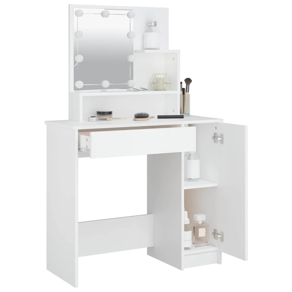 Dressing Table with LED White 86,5x35x136 cm