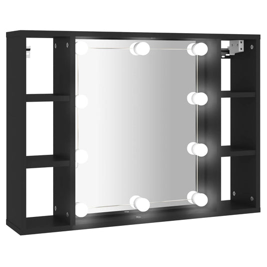 Mirror Cabinet with LED Black 76x15x55 cm Mirror Cabinet with LED Black 76x15x55 cm