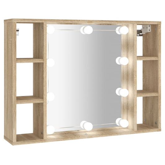 Mirror Cabinet with LED Sonoma Oak 76x15x55 cm Mirror Cabinet with LED Sonoma Oak 76x15x55 cm