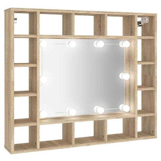 Mirror Cabinet with LED Sonoma Oak 91x15x76.5 cm Mirror Cabinet with LED Sonoma Oak 91x15x76.5 cm