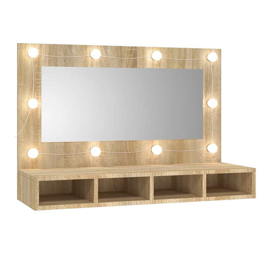 Mirror Cabinet with LED Sonoma Oak 90x31.5x62 cm Mirror Cabinet with LED Sonoma Oak 90x31.5x62 cm