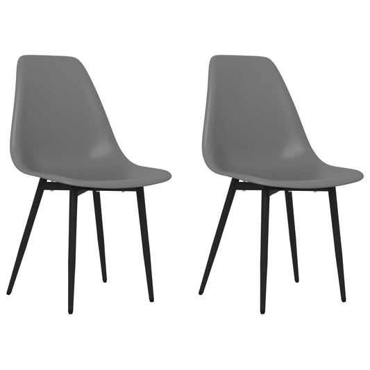 Dining Chairs 2 pcs Grey PP Dining Chairs 2 pcs Grey PP