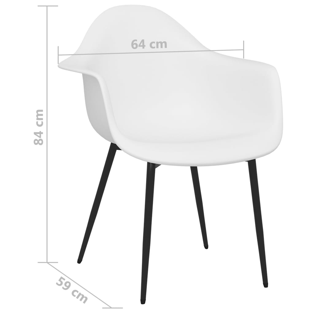 Dining Chair | Set of 4 | White | Polypropylene, Powder-Coated Metal