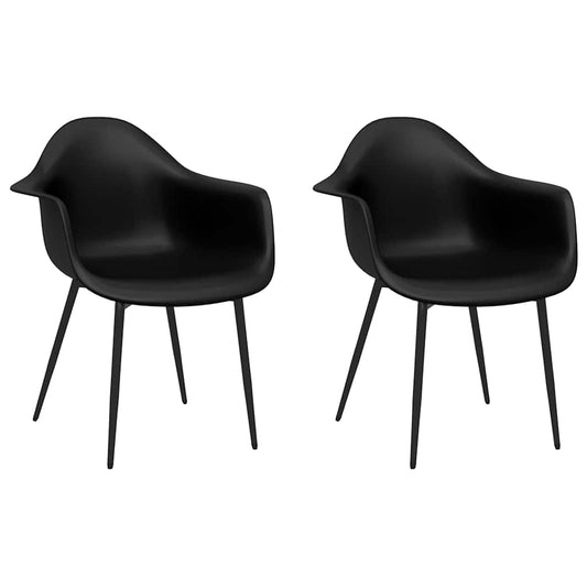 Dining Chairs 2 pcs Black PP Dining Chairs 2 pcs Black PP