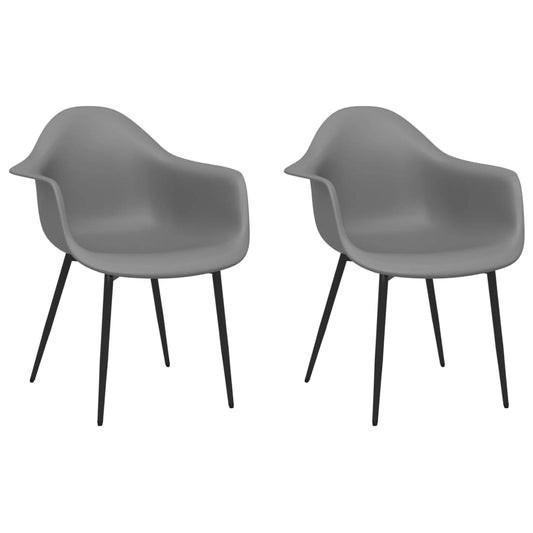Dining Chairs 2 pcs Grey PP Dining Chairs 2 pcs Grey PP
