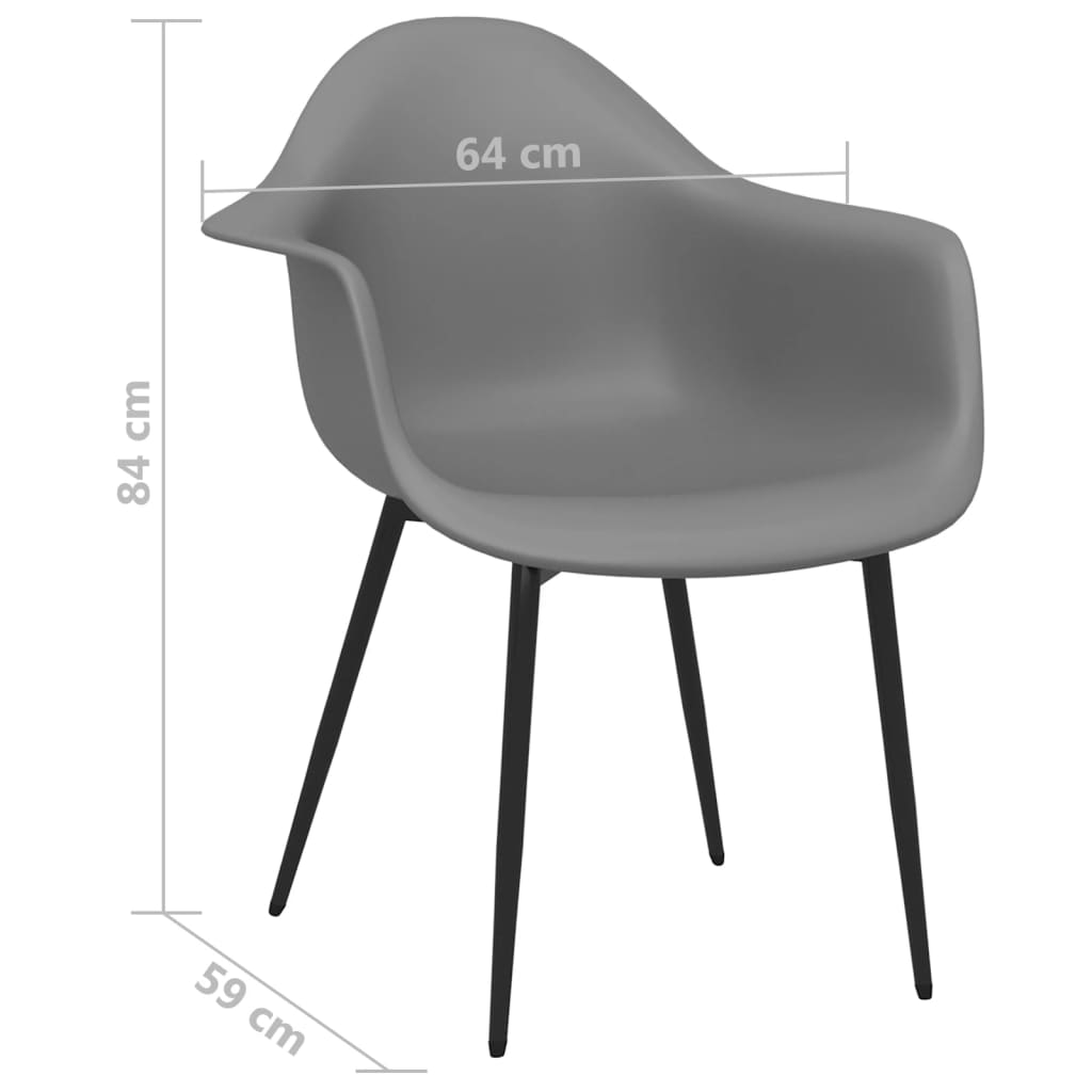 Dining Chair | Set of 4 | Grey | Polypropylene, powder-coated metal