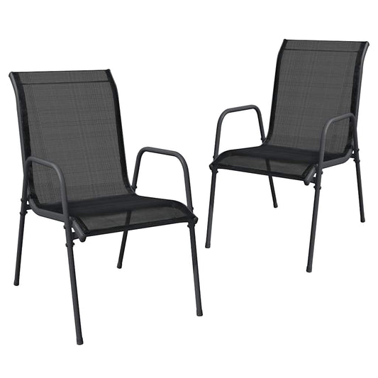 Garden Chairs 2 pcs Steel and Textilene Black Garden Chairs 2 pcs Steel and Textilene Black