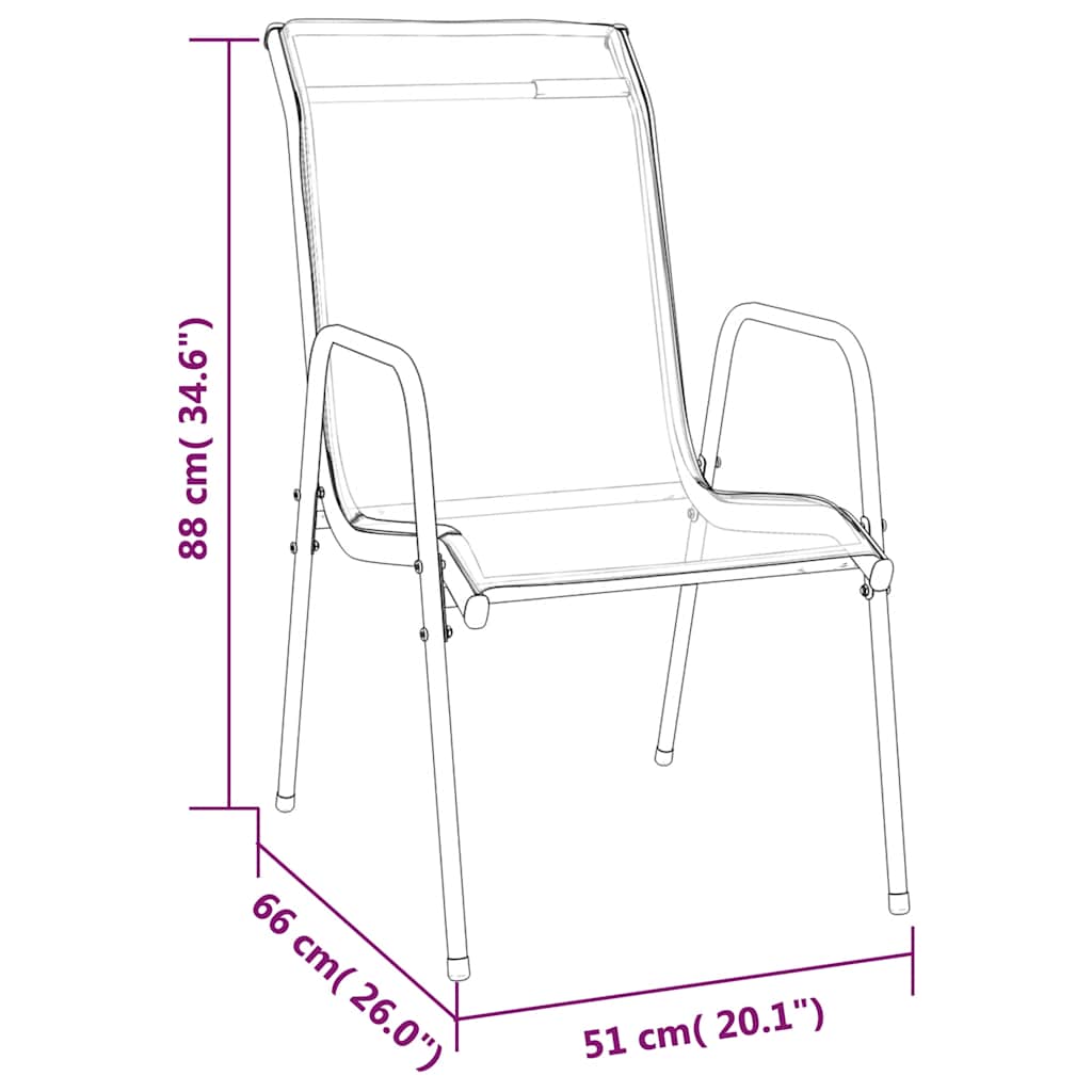 Garden Chair | Set of 4 | Black and Anthracite | Steel | Standard