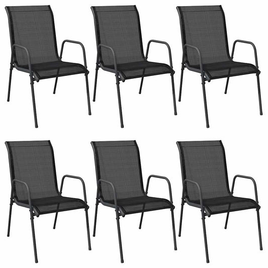 Garden Chairs 6 pcs Steel and Textilene Black Garden Chairs 6 pcs Steel and Textilene Black