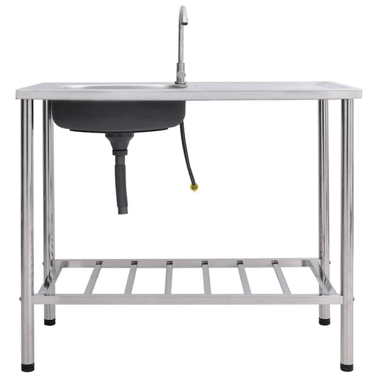 Camping Sink Single Basin with Tap Stainless Steel Camping Sink Single Basin with Tap Stainless Steel