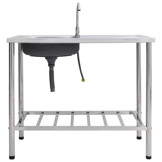 151214 vidaXL Camping Sink Single Basin with Tap Stainless Steel 151214 vidaXL Camping Sink Single Basin with Tap Stainless Steel