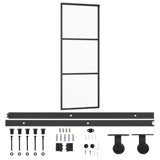 Sliding Door with Hardware Set ESG Glass&Aluminium 76x205 cm Sliding Door with Hardware Set ESG Glass&Aluminium 76x205 cm