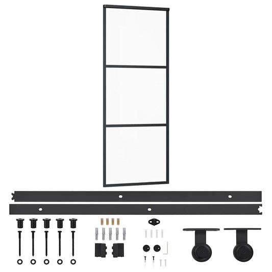 Sliding Door with Hardware Set ESG Glass&Aluminium 76x205 cm Sliding Door with Hardware Set ESG Glass&Aluminium 76x205 cm
