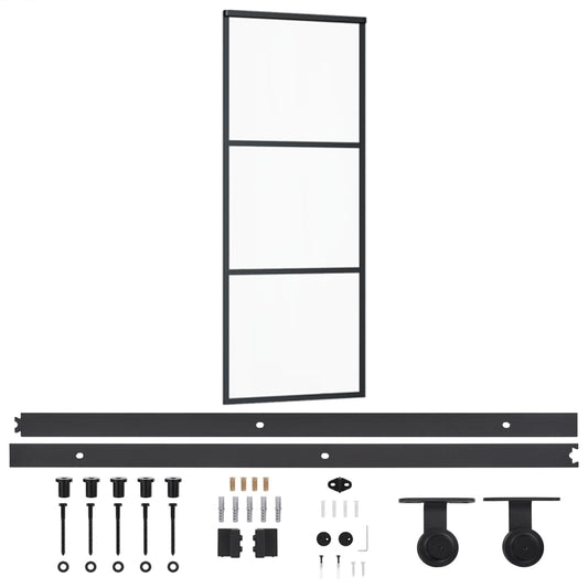 Sliding Door with Hardware Set ESG Glass&Aluminium 76x205 cm Sliding Door with Hardware Set ESG Glass&Aluminium 76x205 cm