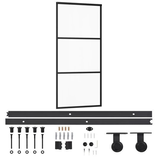 Sliding Door with Hardware Set ESG Glass&Aluminium 90x205 cm Sliding Door with Hardware Set ESG Glass&Aluminium 90x205 cm