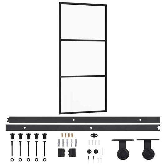 Sliding Door with Hardware Set ESG Glass&Aluminium 90x205 cm Sliding Door with Hardware Set ESG Glass&Aluminium 90x205 cm