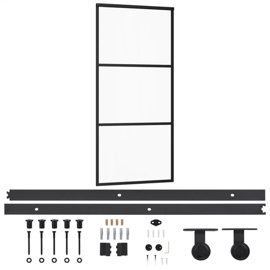 Sliding Door with Hardware Set ESG Glass&Aluminium 90x205 cm Sliding Door with Hardware Set ESG Glass&Aluminium 90x205 cm