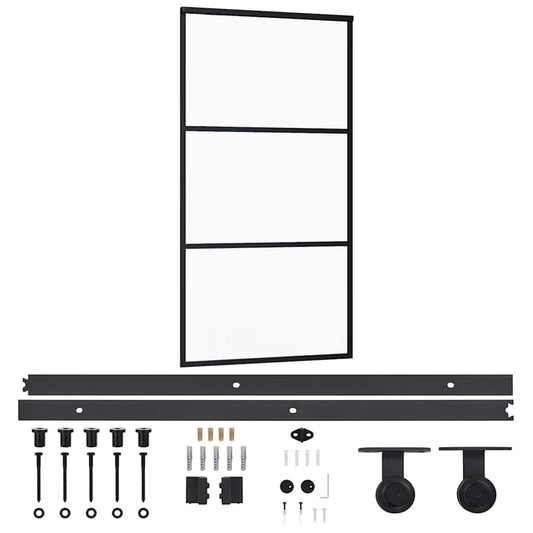 Sliding Door with Hardware Set ESG Glass&Aluminium 102x205 cm Sliding Door with Hardware Set ESG Glass&Aluminium 102x205 cm