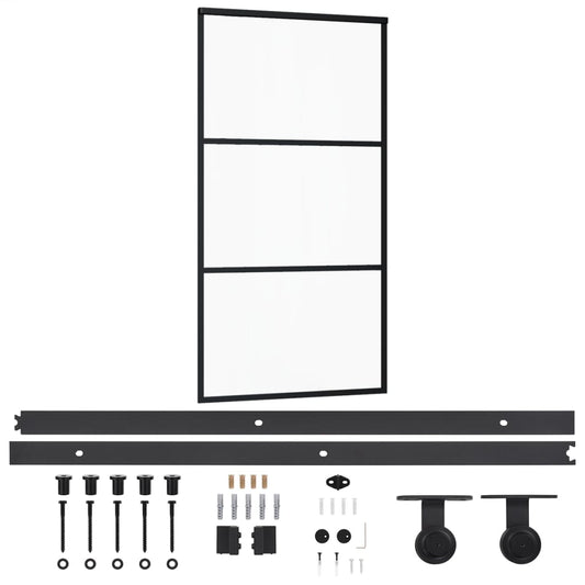 Sliding Door with Hardware Set ESG Glass&Aluminium 102x205 cm Sliding Door with Hardware Set ESG Glass&Aluminium 102x205 cm