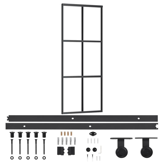 Sliding Door with Hardware Set ESG Glass&Aluminium 76x205 cm Sliding Door with Hardware Set ESG Glass&Aluminium 76x205 cm