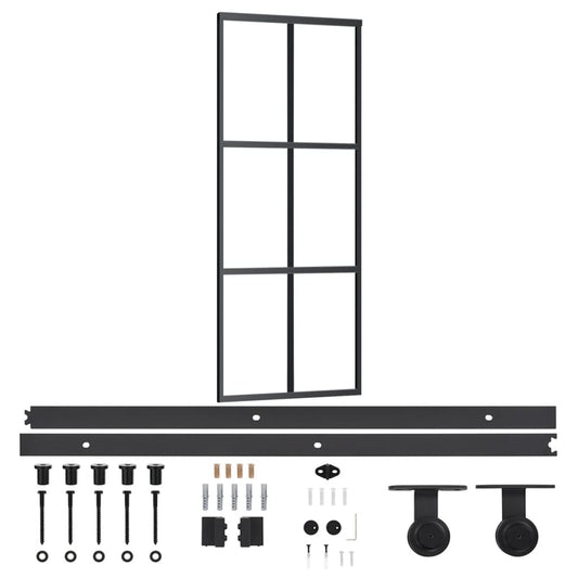 Sliding Door with Hardware Set ESG Glass&Aluminium 76x205 cm Sliding Door with Hardware Set ESG Glass&Aluminium 76x205 cm