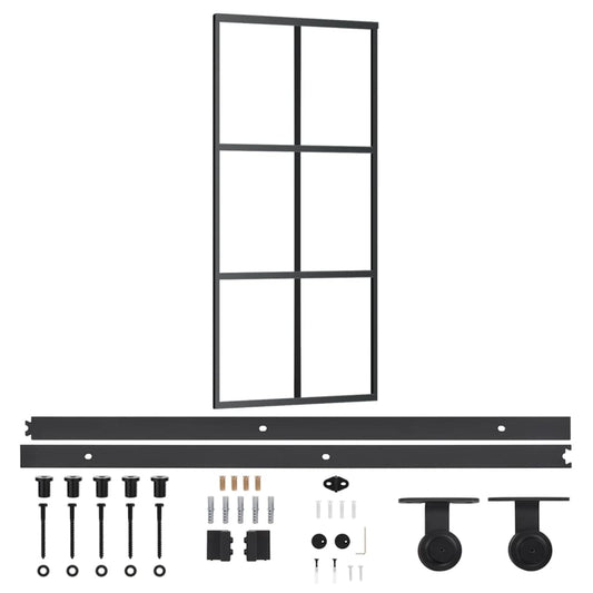 Sliding Door with Hardware Set ESG Glass&Aluminium 90x205 cm Sliding Door with Hardware Set ESG Glass&Aluminium 90x205 cm