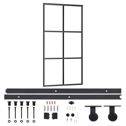 Sliding Door with Hardware Set ESG Glass&Aluminium 102x205 cm Sliding Door with Hardware Set ESG Glass&Aluminium 102x205 cm