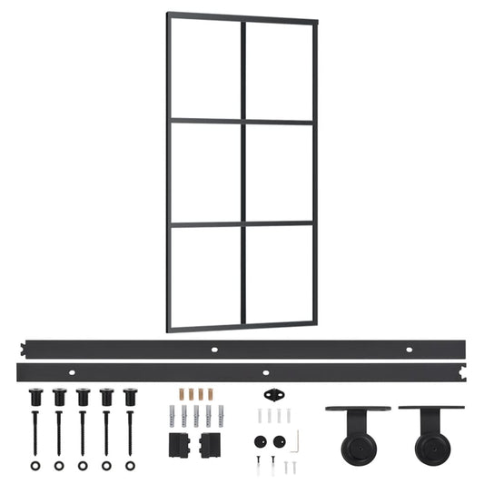 Sliding Door with Hardware Set ESG Glass&Aluminium 102x205 cm Sliding Door with Hardware Set ESG Glass&Aluminium 102x205 cm