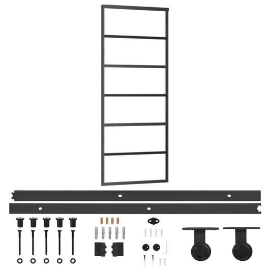 Sliding Door with Hardware Set ESG Glass&Aluminium 76x205 cm Sliding Door with Hardware Set ESG Glass&Aluminium 76x205 cm